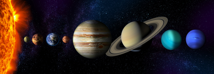 SOLAR SYSTEM, sun, planets, The inner planets or terrestrial planets or rocky planets, Mercury, Venus, Earth and Mars, outer planets or gaseous planets or giant planets. Jupiter, Saturn, Uranus and Neptune